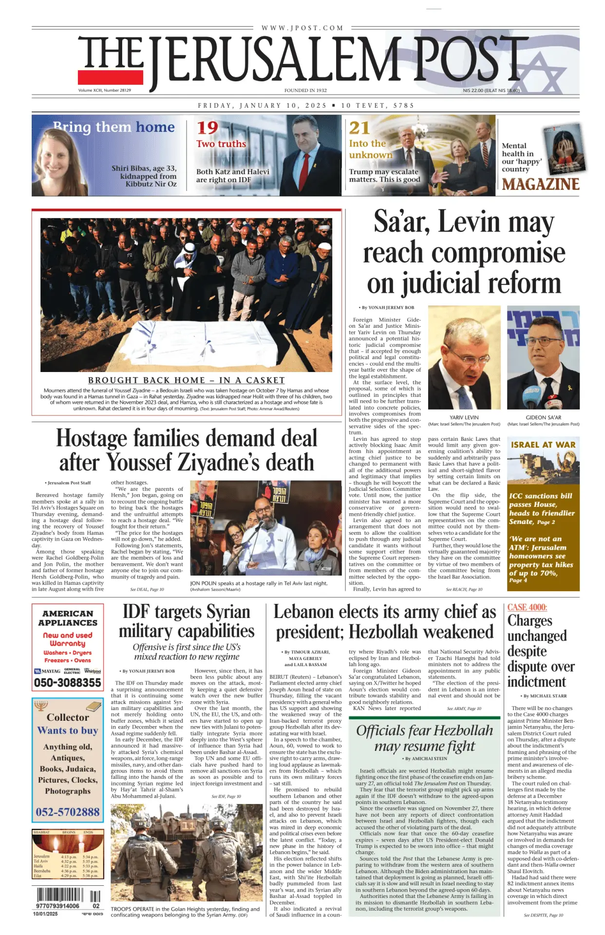 Prima-pagina-the jerusalem post-edizione-di-oggi-10-01-2025